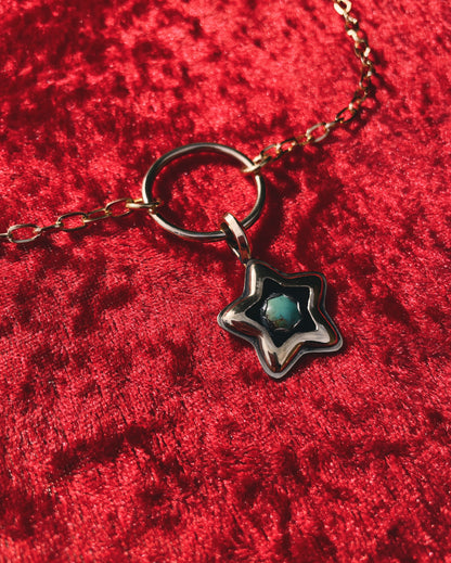 Turquoise Brass Star shadowbox choker