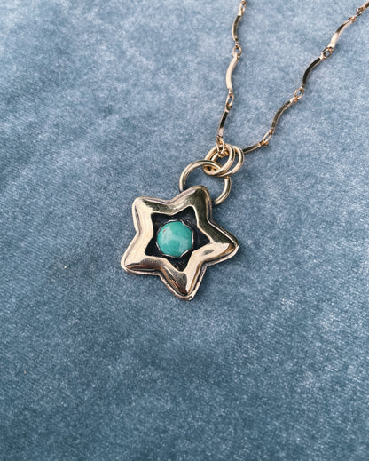 Turquoise Brass Star shadowbox