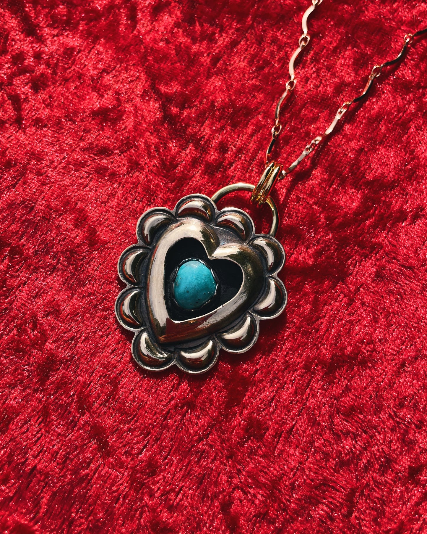 Turquoise Brass Heart shadowbox