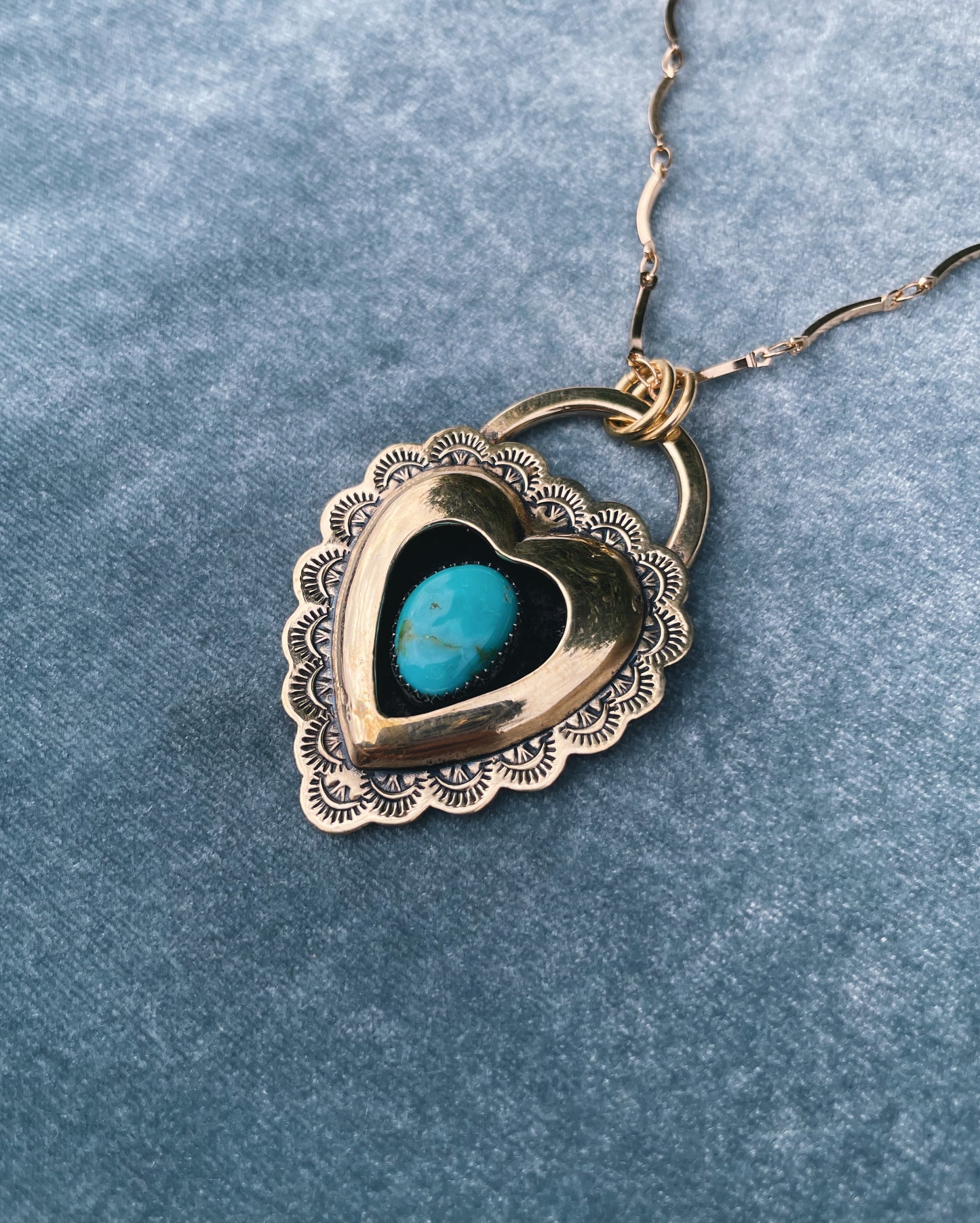 Turquoise Brass Heart shadowbox