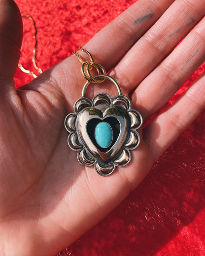 Turquoise Brass Heart shadowbox