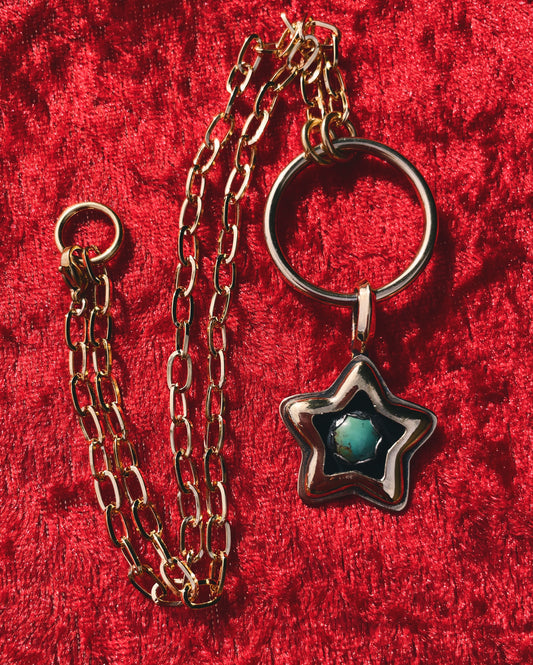 Turquoise Brass Star shadowbox choker