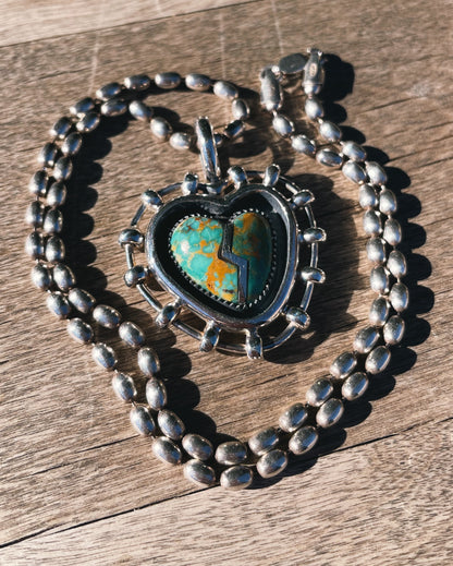 Sterling Silver Broken Heart Necklace Hachita Turquoise