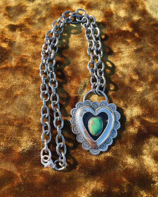 Sterling Silver & Variscite Heartthrob shadowbox choker