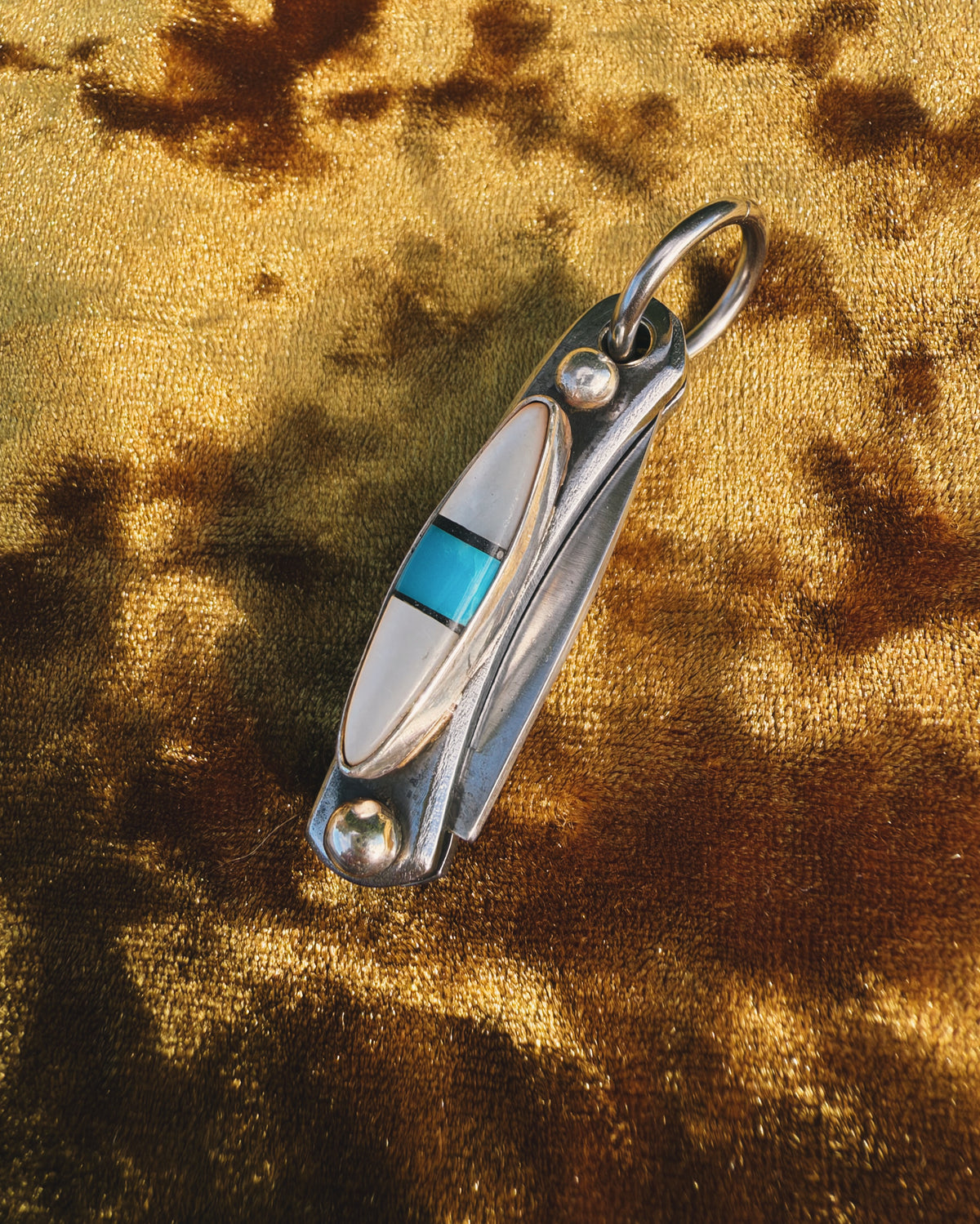 Turquoise & Mother of Pearl Mini Pocket Knife