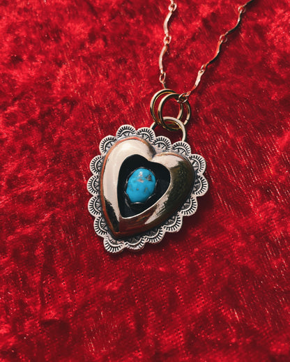 Turquoise Brass Heart shadowbox