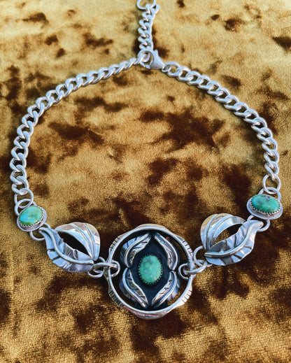 Sterling Silver Botanical Turquoise Choker