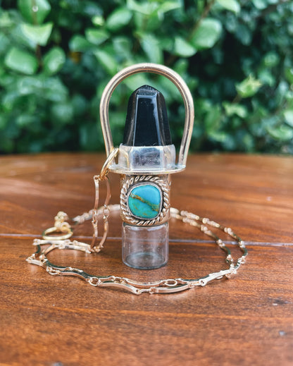 Falcons Eye & Turquoise Rollerball Necklace