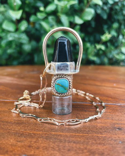 Falcons Eye & Turquoise Rollerball Necklace