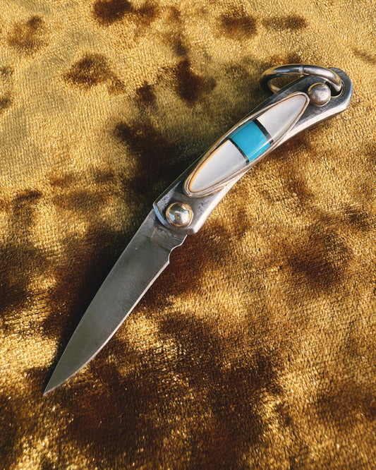 Turquoise & Mother of Pearl Mini Pocket Knife