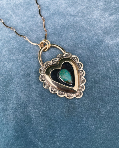 Turquoise Brass Heart shadowbox