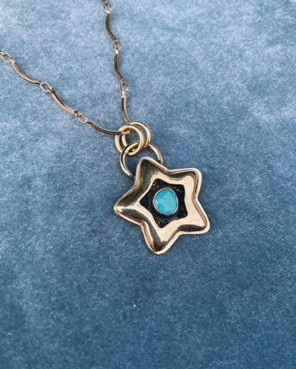 Turquoise Brass Star shadowbox