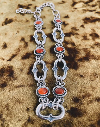 Sterling Silver & Orange Carnelian Choker