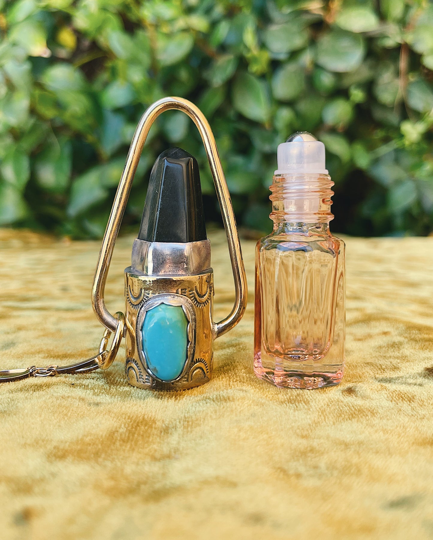 Falcons Eye& Turquoise Rollerball Necklace