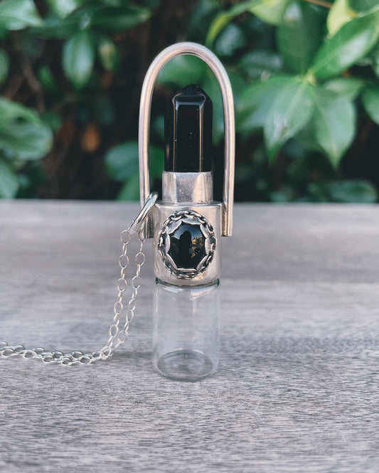 Obsidian + Black Onyx Rollerball Necklace