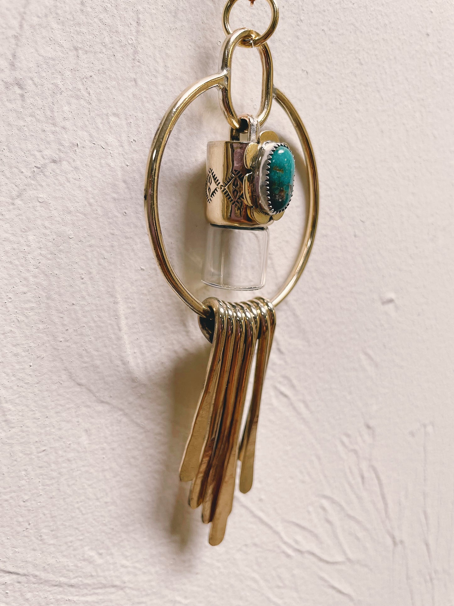Brass Oleum Dream Catcher - Sonoran Turquoise Rollerball Necklace