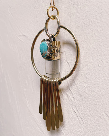 Brass Oleum Dream Catcher - Morenci Turquoise Rollerball Necklace