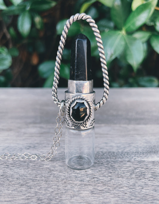 Obsidian + Black Onyx Rollerball Necklace