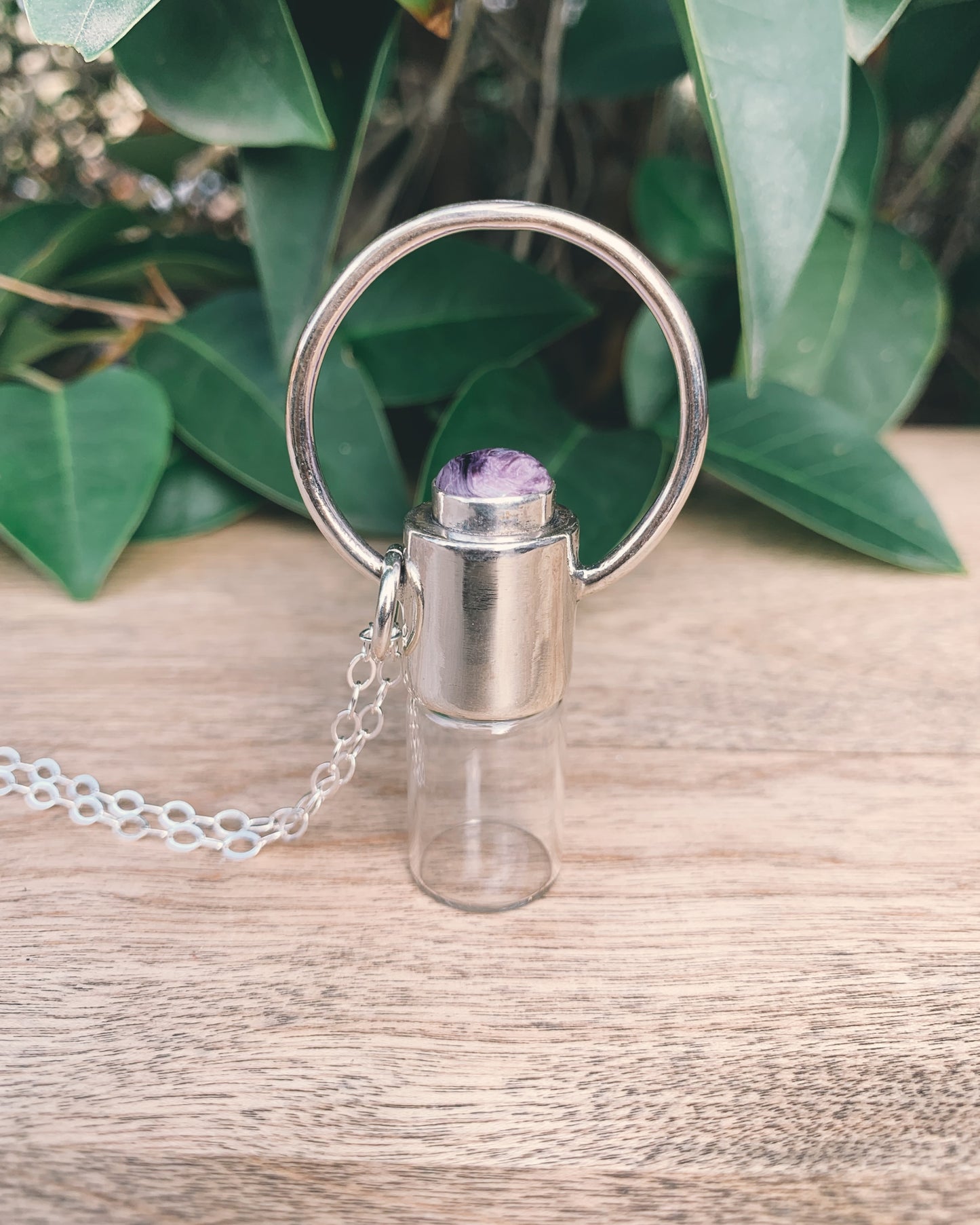 Sterling Silver Horizon - Charoite and Rollerball Necklace