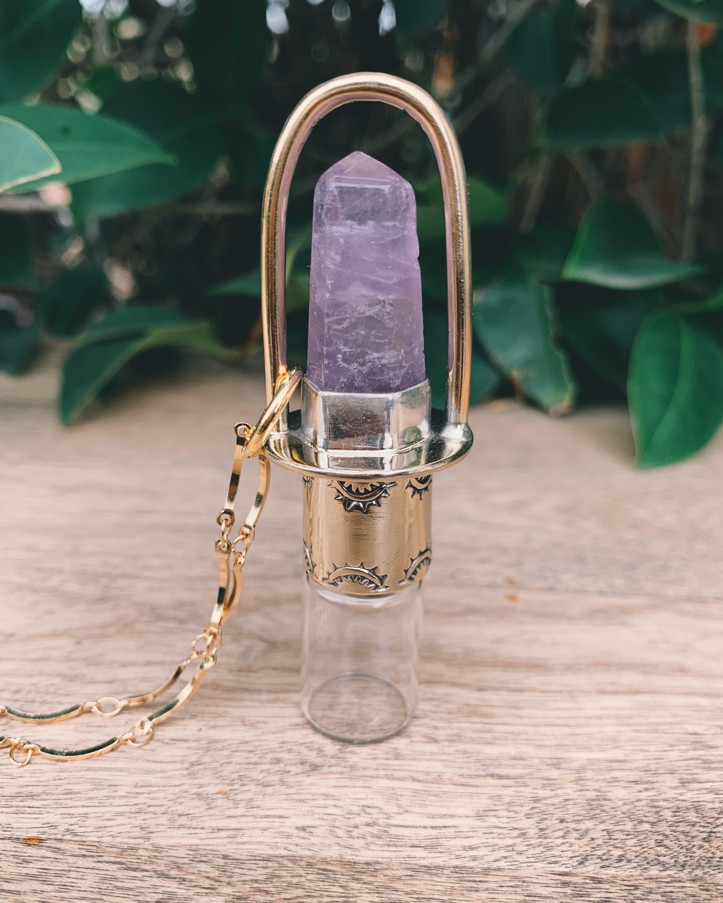 Brass Classic -  Amethyst Rollerball Necklace