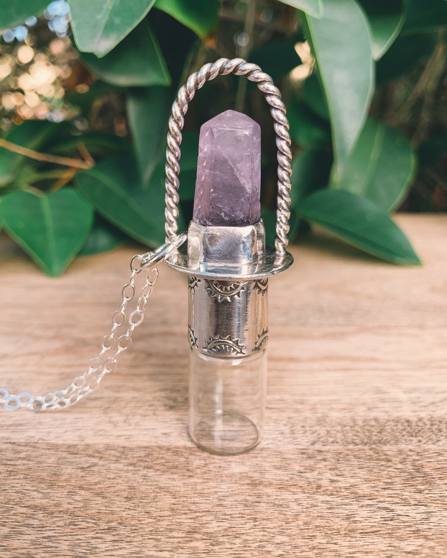 Sterling Silver Classic -  Amethyst Rollerball Necklace