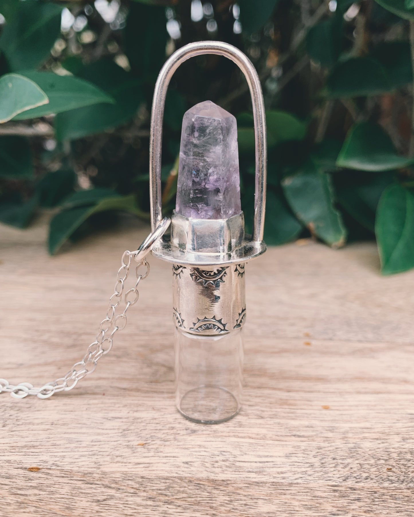 Sterling Silver Classic -  Amethyst Rollerball Necklace