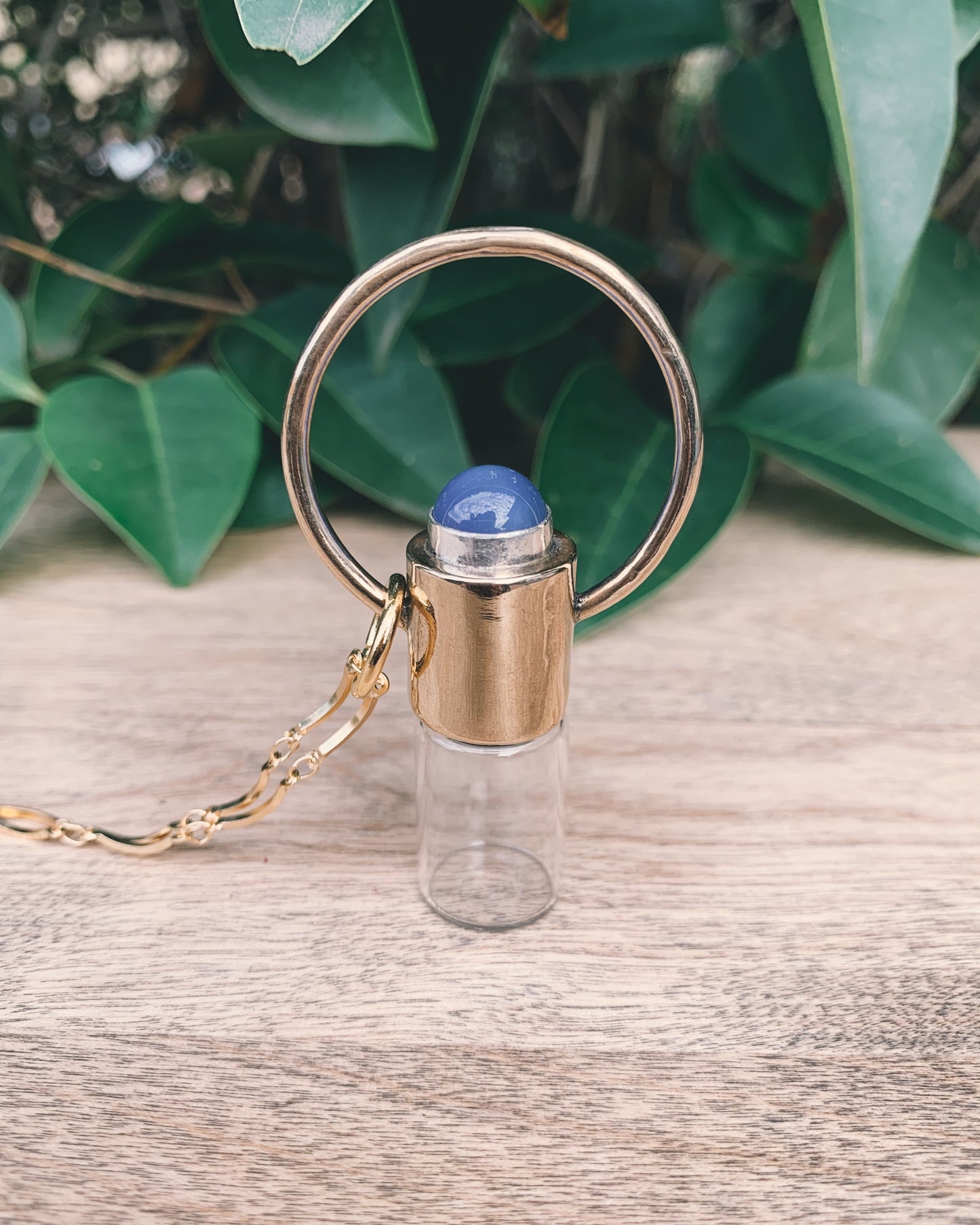 Brass Horizon - Blue Onyx Rollerball Necklace