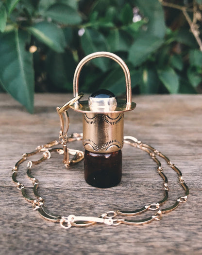 Brass Mini - Black Onyx Rollerball Necklace