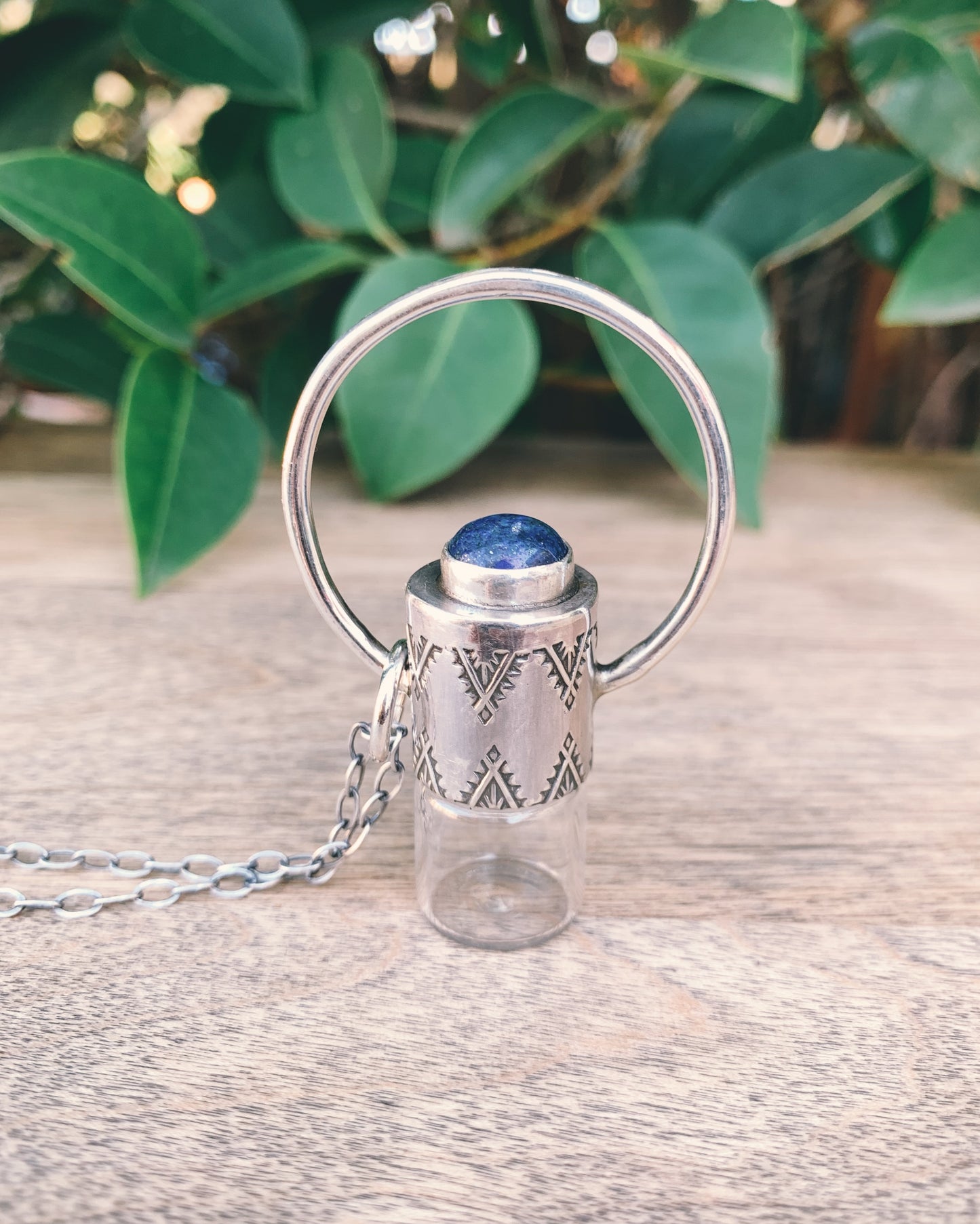 Sterling Silver Horizon -  Lapis Lazuli Rollerball Necklace
