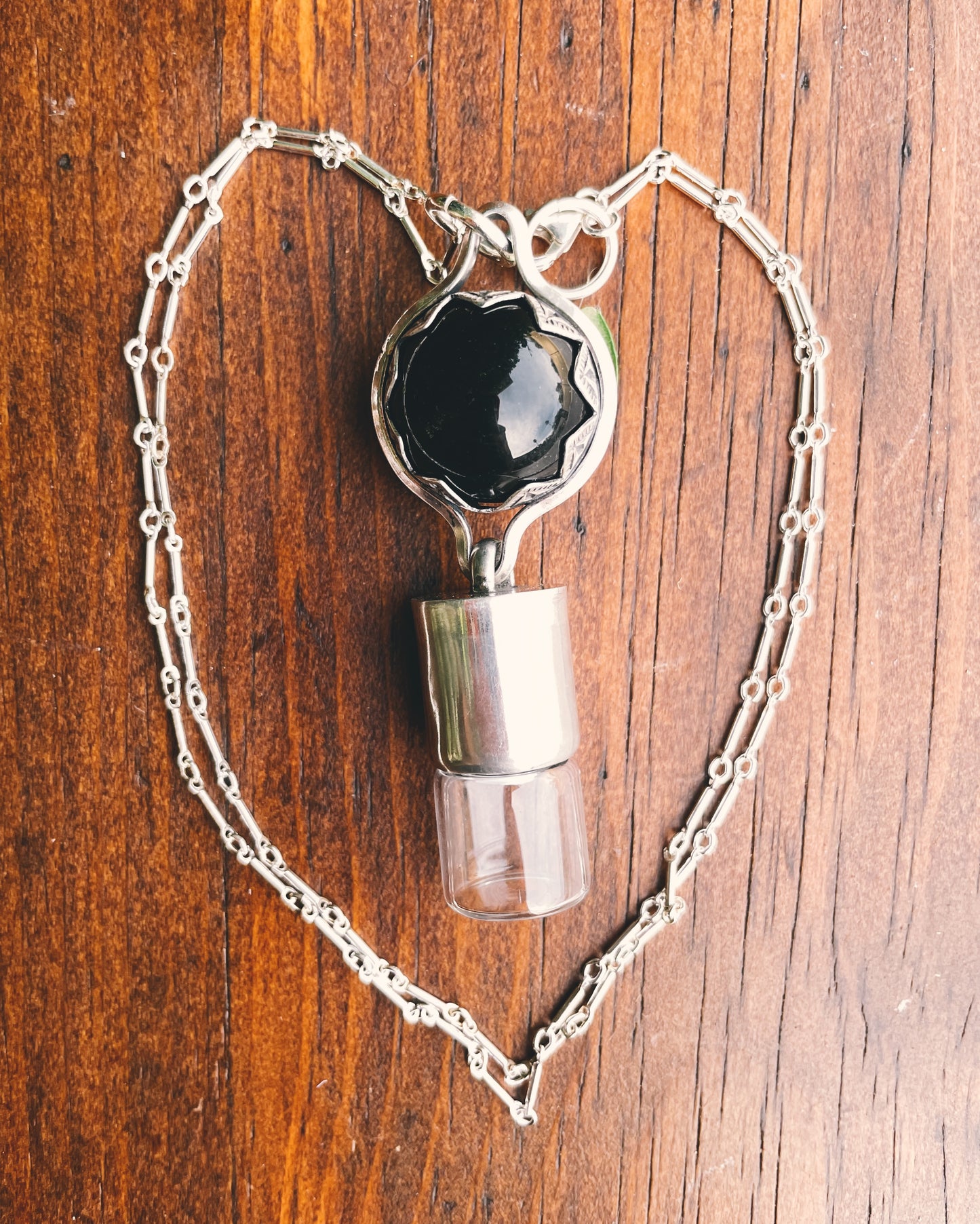 Crystal Ball Rollerball necklace in Obsidian