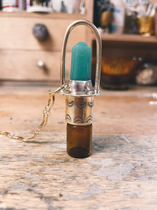 [RACK] Brass Classic - Green Aventurine Rollerball Necklace