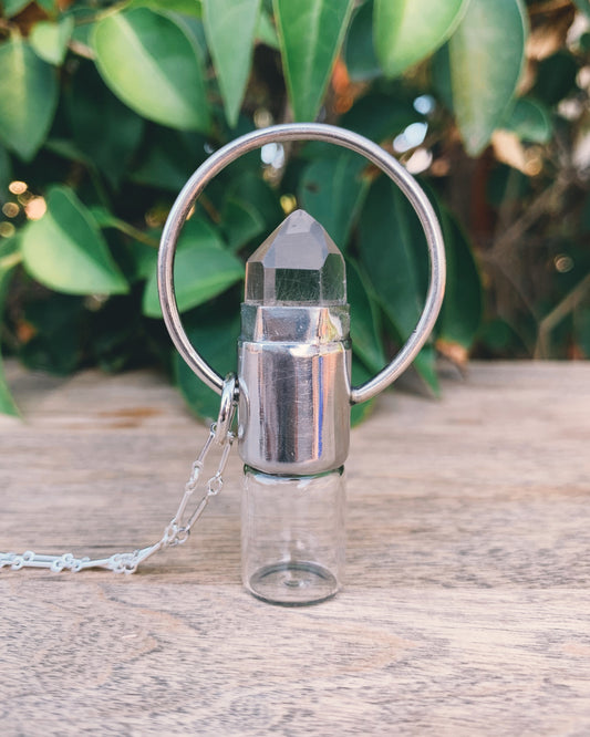 Horizon - Clear Quartz and Sterling Silver Rollerball Necklace