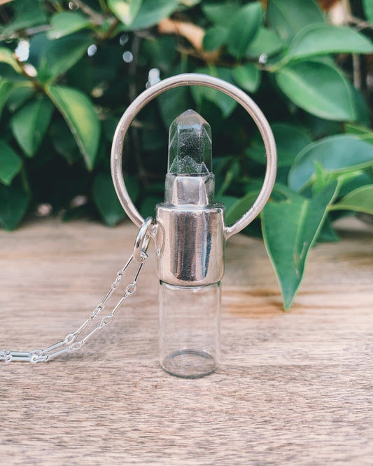 Horizon - Clear Quartz and Sterling Silver Rollerball Necklace