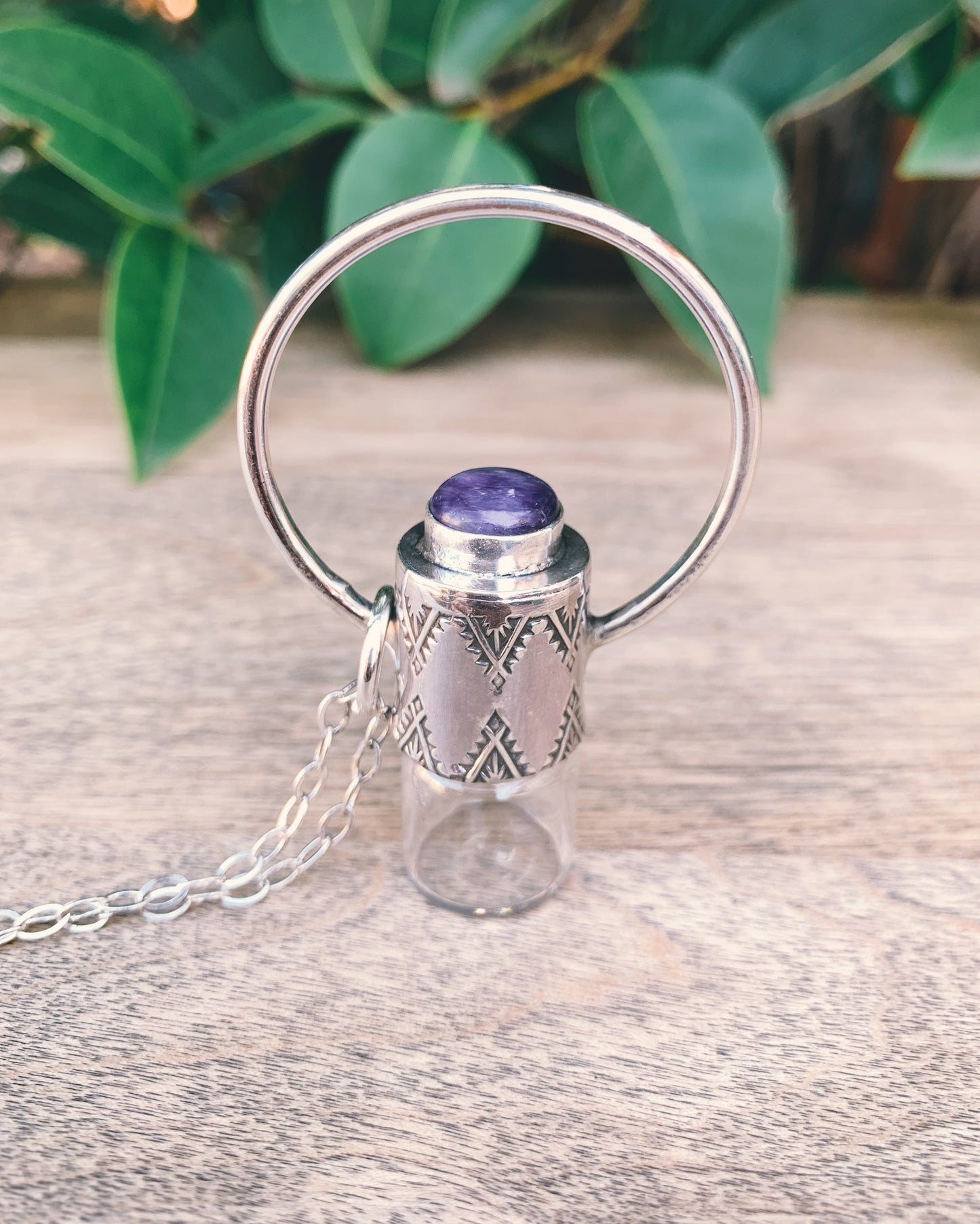 Horizon - Charoite and Sterling Silver Rollerball Necklace
