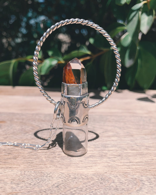 Sterling Silver Horizon - Amphibole Quartz Rollerball Necklace