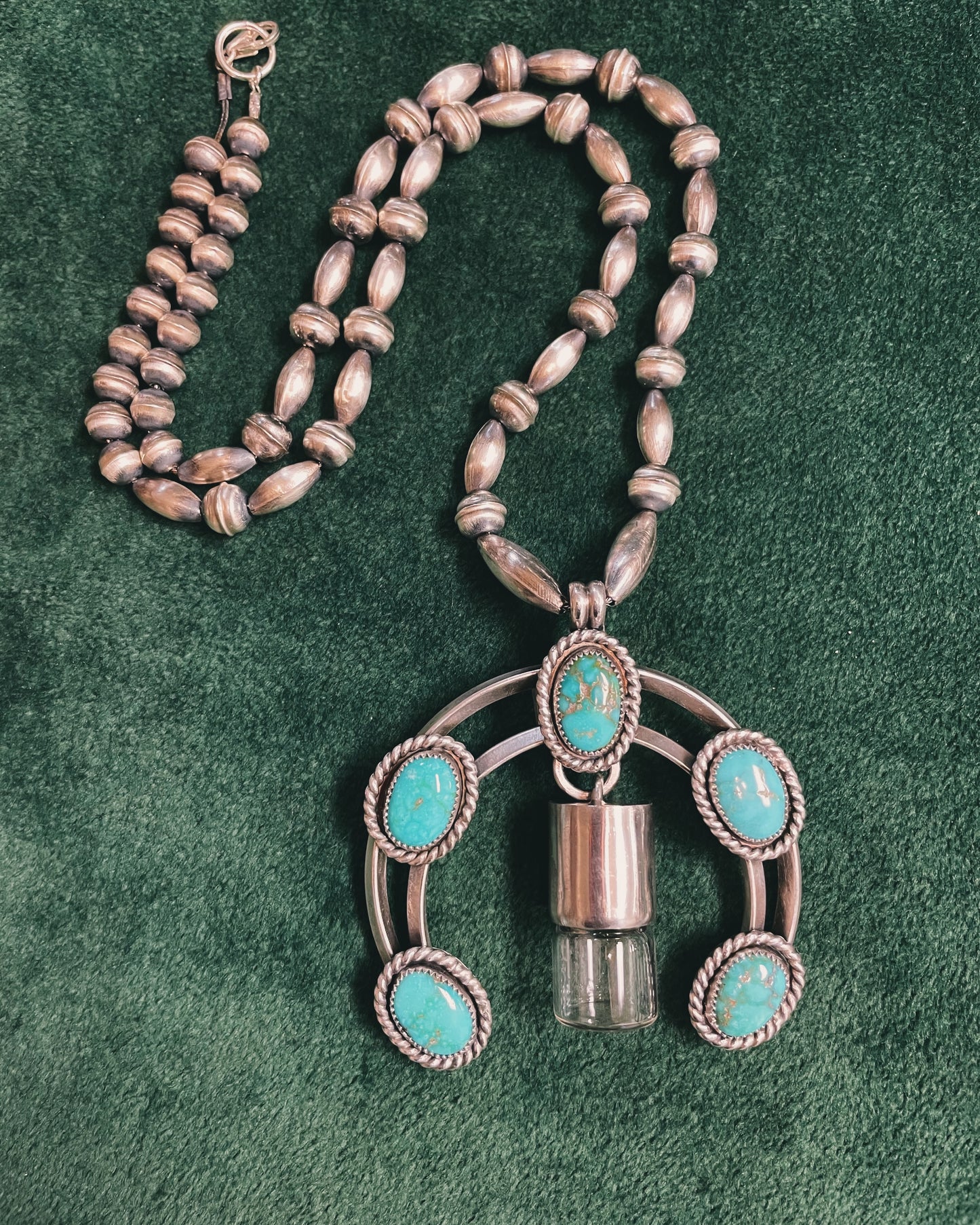 Sterling Silver Naja - Kingman Turquoise Rollerball Necklace