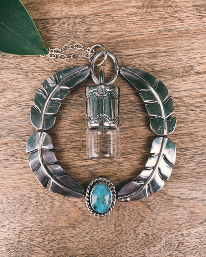 Leafy Oleum - Candelaria Turquoise and Sterling Silver Rollerball Necklace