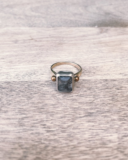 RKG. Size 5.5 Mixed metals black rutilated ring