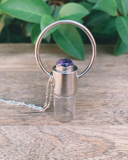 Horizon - Charoite and Sterling Silver Rollerball Necklace