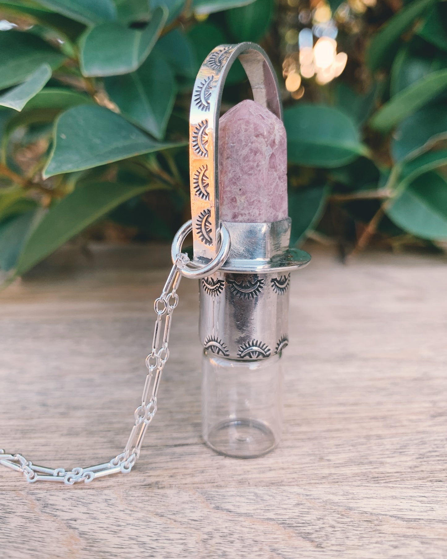 Sterling Silver Classic - Lepidolite Rollerball Necklace