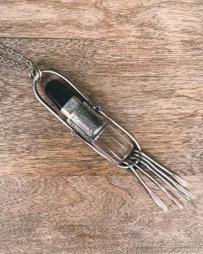 Fringe - Obsidian and Sterling Silver Rollerball Necklace