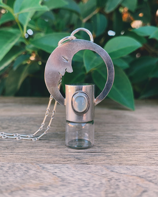 Man in the Moon - Opal and Sterling Silver Rollerball Necklace