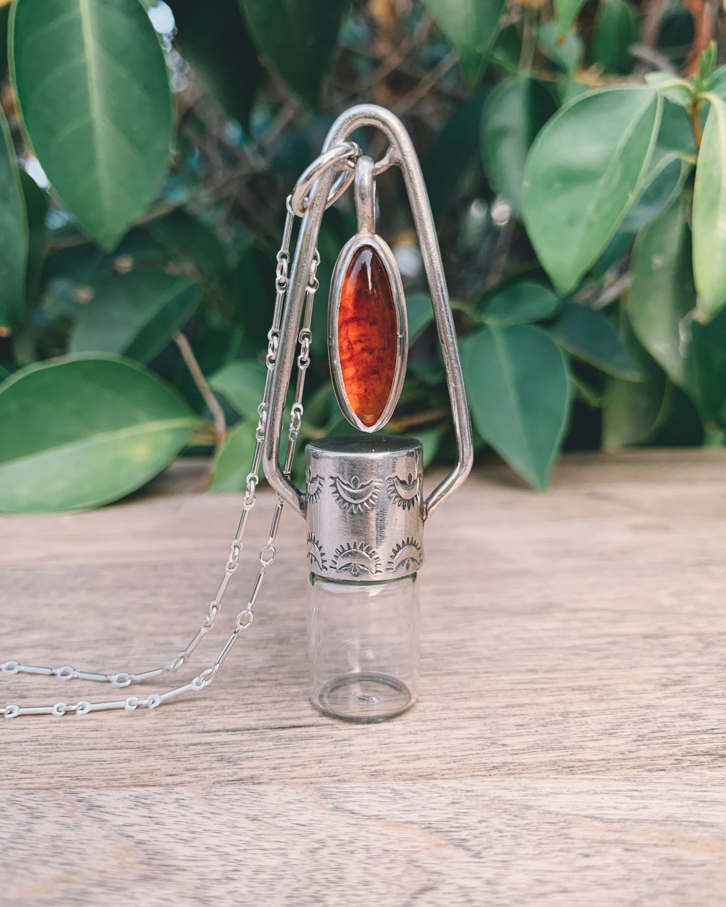 Sterling Silver Floater - Baltic Amber Rollerball Necklace