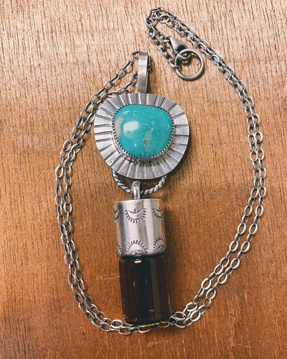 Sterling Silver Ornament - Hachita Turquoise Rollerball Necklace