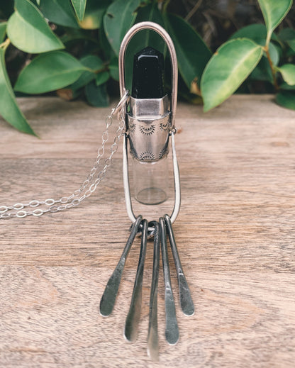 Fringe - Obsidian and Sterling Silver Rollerball Necklace