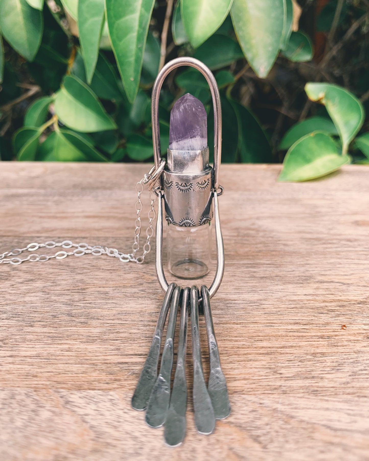 Sterling Silver Fringe - Amethyst Rollerball Necklace
