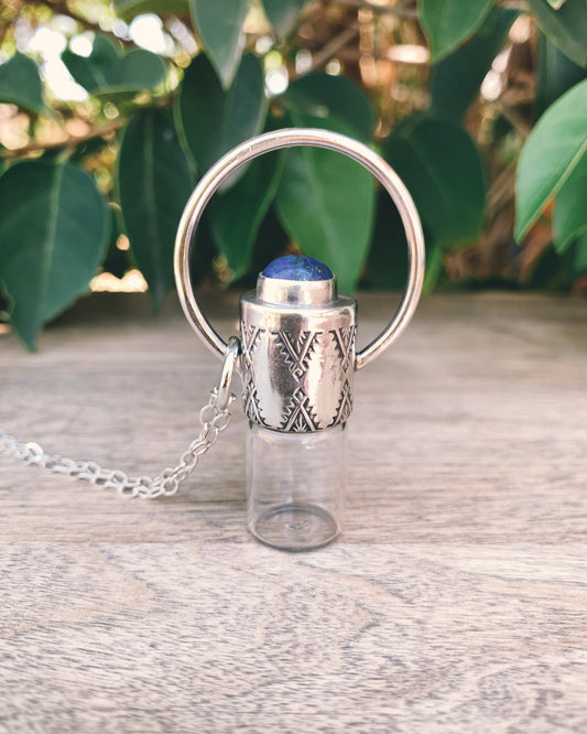Sterling Silver Horizon -  Lapis Lazuli Rollerball Necklace