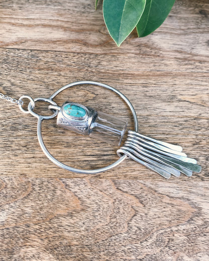 Oleum Dream Catcher - Candelaria Turquoise and Sterling Silver Rollerball Necklace