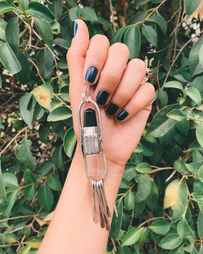 Fringe - Obsidian and Sterling Silver Rollerball Necklace