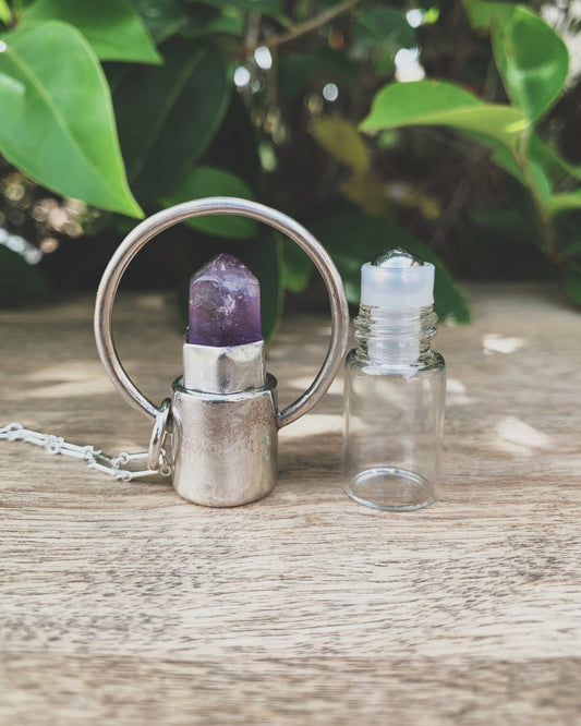 Horizon - Amethyst and Sterling Silver Rollerball Necklace